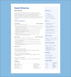 Data scientist resume with 5+ years’ experience in ML, NLP, Tableau, and model deployment using Flask, Docker, and AWS.