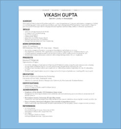 Entry-Level IT Manager resume template for fresh graduates with IT support, system management, and troubleshooting experience.